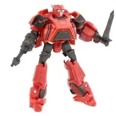 The red Transformers Cyberverse figure of Cliffjumper is posed holding a sword and a gun.