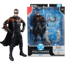 Side-by-side shot of the Batman & Robin toy a figure of Robin on the left and the same figure new in its box.