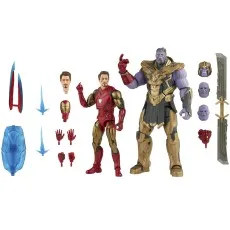 A Marvel Legends Iron Man Mark LXXXV and Thanos action figure two-pack with all accessories.