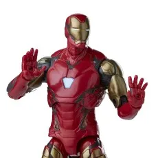 A Marvel Legends Iron Man Mark LXXXV action figure, posed with his hands up in a repulsor blast pose
