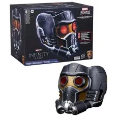 A boxed Marvel Legends Series Star-Lord Electronic Helmet is shown next to the helme