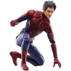 A Marvel Legends figure of The Amazing Spider-Man is crouched low, ready for action.