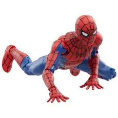 The Amazing Spider-Man action figure is posed in a classic crawling position with its mask on.
