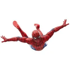 The Amazing Spider-Man toy, with its mask on, is posed as if falling or swinging.
