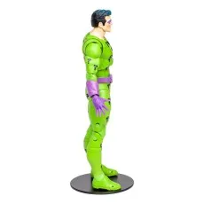 A left-side profile of the Riddler action figure on a black display stand