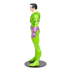 A side profile of the Riddler action figure on a black display stand