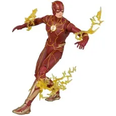 A running Flash action figure with translucent yellow lightning bolt accessories on his arms and legs