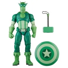 A green Marvel Legends Super-Adaptoid action figure with a hammer and a Captain America-style shield.