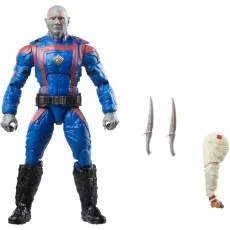 A Drax action figure with two knives and a Build-A-Figure arm piece