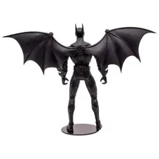 A view from the back of the Justice Lord Batman Beyond action figure, showing his black wings spread out