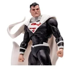 An evil Superman with red eyes and a black and white suit