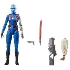 Marvel Legends Guardians of the Galaxy Nebula action figure with weapons and Cosmo Build-A-Figure piece