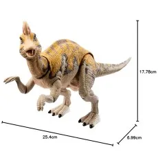 A Corythosaurus dinosaur figure with dimensions shown 25.4cm long, 17.78cm high, and 6.99cm wide.