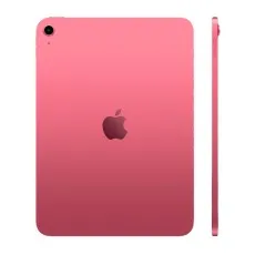 A full-length shot of a pink iPad, showing the back and the side profile