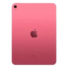 A rear view of a pink iPad, showcasing the Apple logo and the camera
