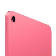 A close-up of the back of a pink iPad showing the camera