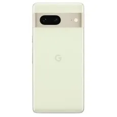 Rear view of a light yellow Google Pixel 7 smartphone, showcasing the two cameras and flash.