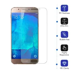 Screen Protector For Samsung A8 Duos (2018) UK Tempered Glass Crystal Clear Scratch Resistant- (2 Pack)