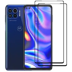 Motorola One 5G UW smartphone with two black edge tempered glass screen protectors