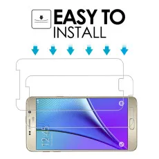Samsung Note 5 Duos Screen Protector Tempered Glass Scratch Resistant, 9H Hardness, High Transparency, Dust-Free - (2 Pack)