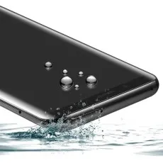 OnePlus Nord N30 SE for Close-up of a smartphone with a hydrophobic 9d screen protector repelling water.