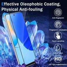 An illustration of how the oleophobic coating on a 9d screen protector prevents fingerprints and smudges.