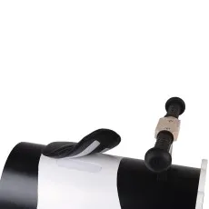 A close-up of a Janod panda ride-on toy, showing the black seat attached with Velcro to the white body.