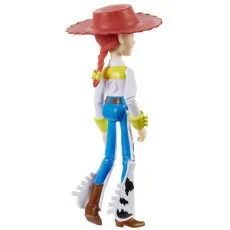 A profile view of a Jessie action figure from Toy Story, showing her signature outfit and braided hair