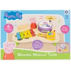 A colorful box for a Peppa Pig musical toy, showing a drum, xylophone, and cymbal.