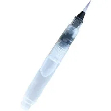 A water brush pen, used for watercolor painting, with a clear reservoir and a gray tip.