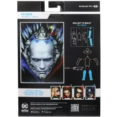 The back of a Batman action figure box showing a Collect to Build Mr. Freeze diagram.