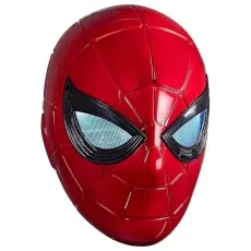 A full-size Spider-Man mask with glowing blue eyes, ready for cosplay or display