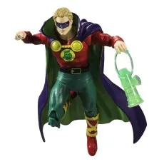 The Green Lantern Alan Scott action figure is posed in mid-run with his lantern.