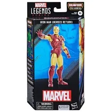 A front view of a Marvel Legends Iron Man action figure box from the Heroes Return series