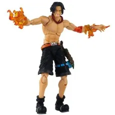 A Portgas D. Ace figure with his arms spread wide and large flames on his hands.