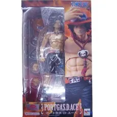 Front view of a boxed One Piece Portgas D. Ace action figure from Megahouse.