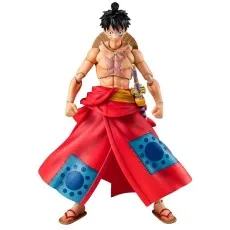 A Luffy action figure from the anime One Piece wearing a samurai outfit.