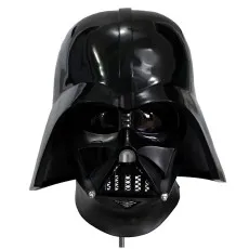 A full-face view of a black Darth Vader helmet, with no background.