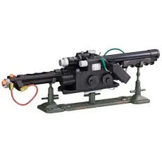 A detailed replica of the Ghostbusters P.K.E. meter on a display stand