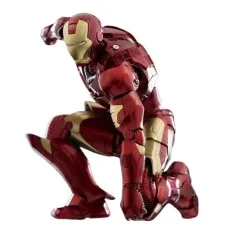 Iron Man action figure in a heroic pose, kneeling on one knee.