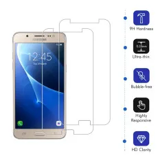 Screen Protector for Samsung J5 2016 Tempered Glass Scratch Resistant, 9H Hardness, High Transparency, Dust-Free - (2 Pack)