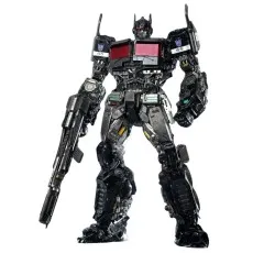A detailed Nemesis Prime toy, black and red, with the Decepticon logo on its shoulders.