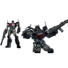 Two Nemesis Prime action figures, one standing and one in a dynamic, crouched pose with a gun.