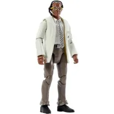 A highly detailed action figure of a man with glasses, a headset, and a white lab coat.