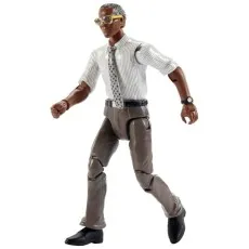 The toy of John Raymond Arnold from Jurassic Park, wearing a striped shirt and brown pants.