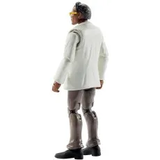 The toy of John Raymond Arnold, seen from the back, showing his brown pants and white lab coat.