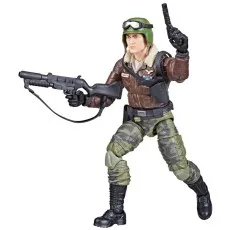 An action figure of a man in combat gear, holding a rifle and pistol, ready for battle.