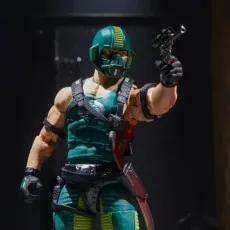 A G.I. Joe action figure of Copperhead, showing a detailed view of its helmet and gear.