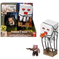 A Minecraft Blast Attack Ghast action figure set with a Piglin figure