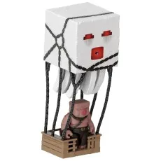A 34 view of the Minecraft Blast Attack Ghast action figure, showing the Ghast with a Piglin figure sitting in the basket below it